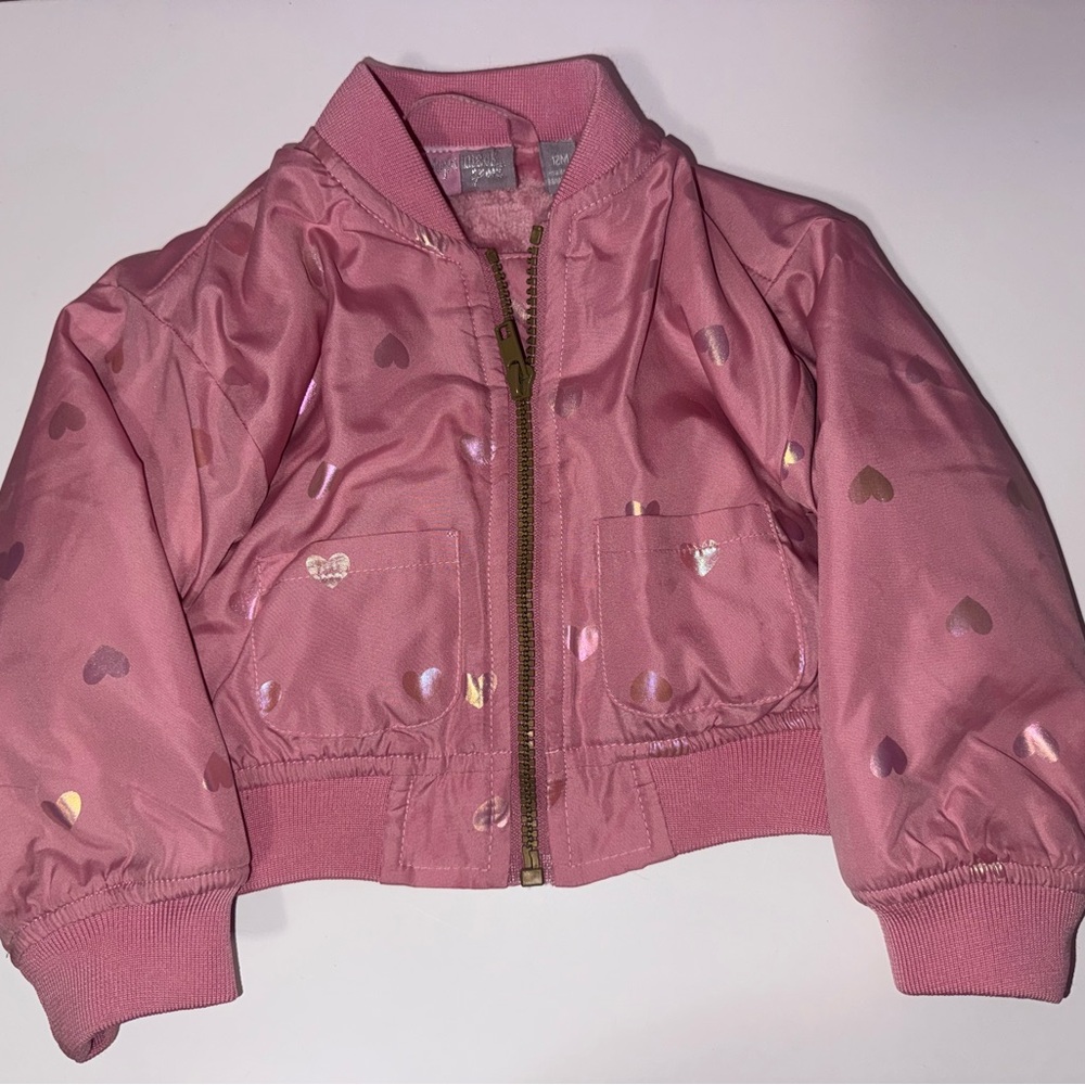 Kids Pink Heart Penelope Mack Bomber Jacket 12 M